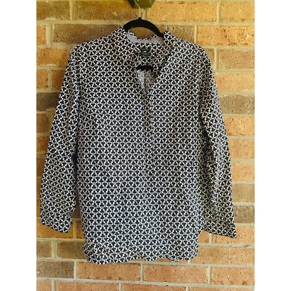 Talbots Womens Black Clubs Clover Cards Wrinkle Resistant Button Up Tops Sz 18WP - Picture 1 of 5